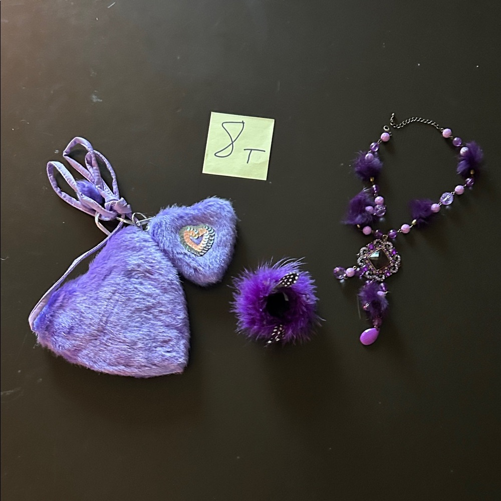 Purple Heart-Shaped Kids Bag Set